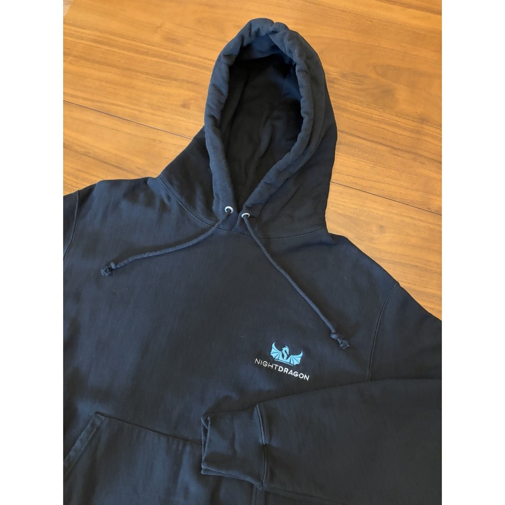 NightDragon Champion Reverse Weave Hoodie Sweatshirt Mens XL Black Heavyweight